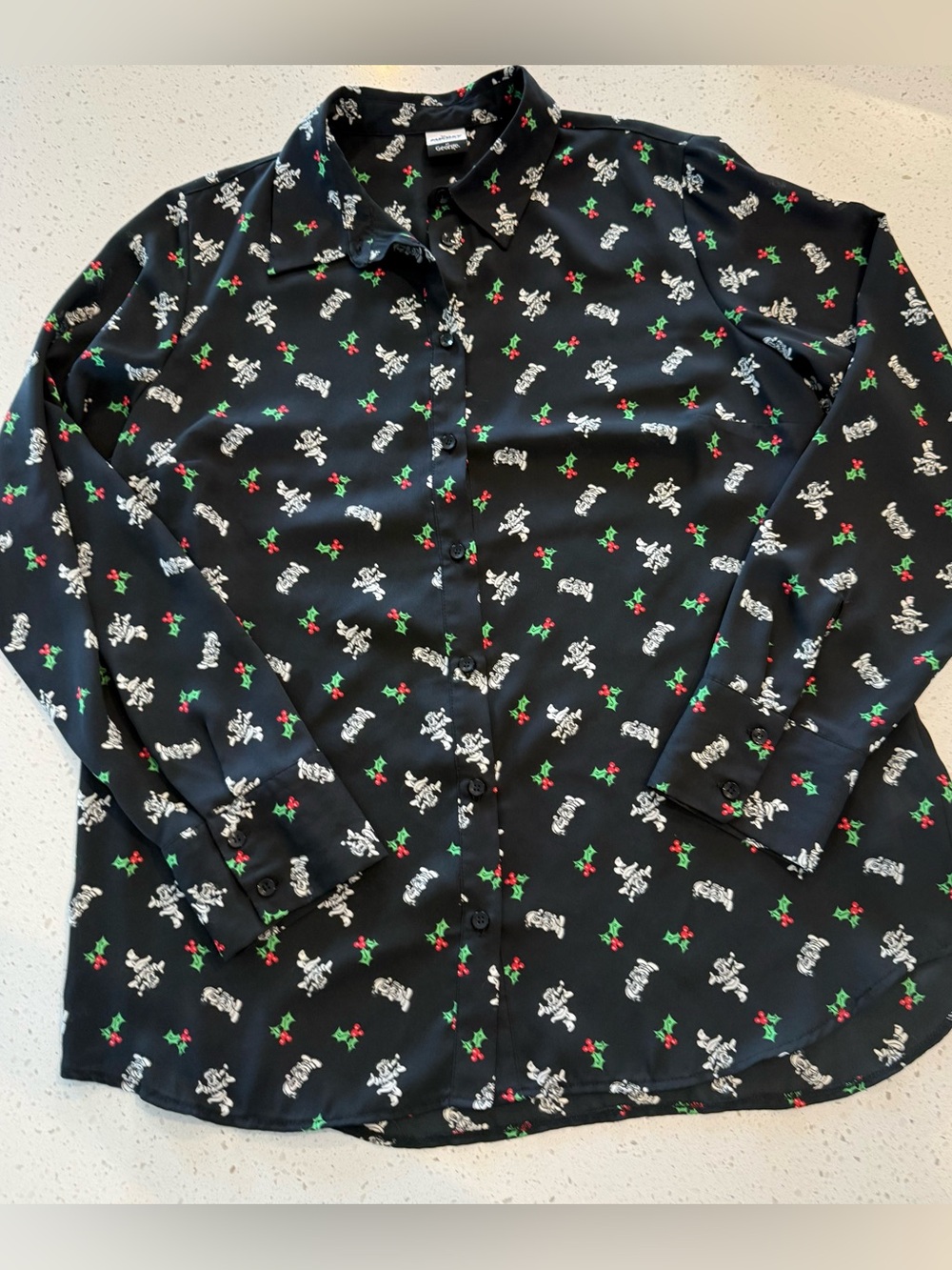 14 Disney Mickey And Friends Holiday Christmas Blouse Large or XL Shirt Mickey A